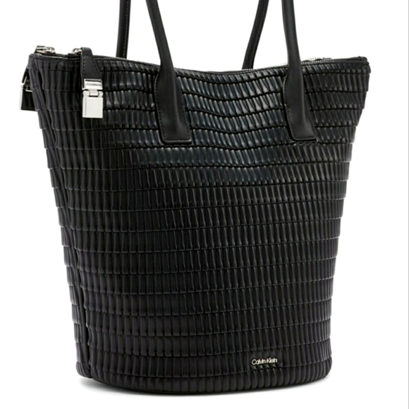 Calvin Klein Tote NWT Jet Black Large Tote Shoulder Modern Bag - Picture 6 of 16